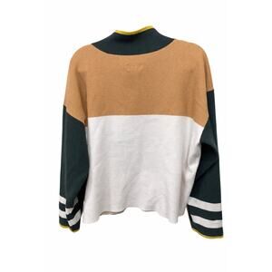 Maeve Anthropologie XL Colorblock Turtleneck Pullover Boho Cottage Cozy Neutral